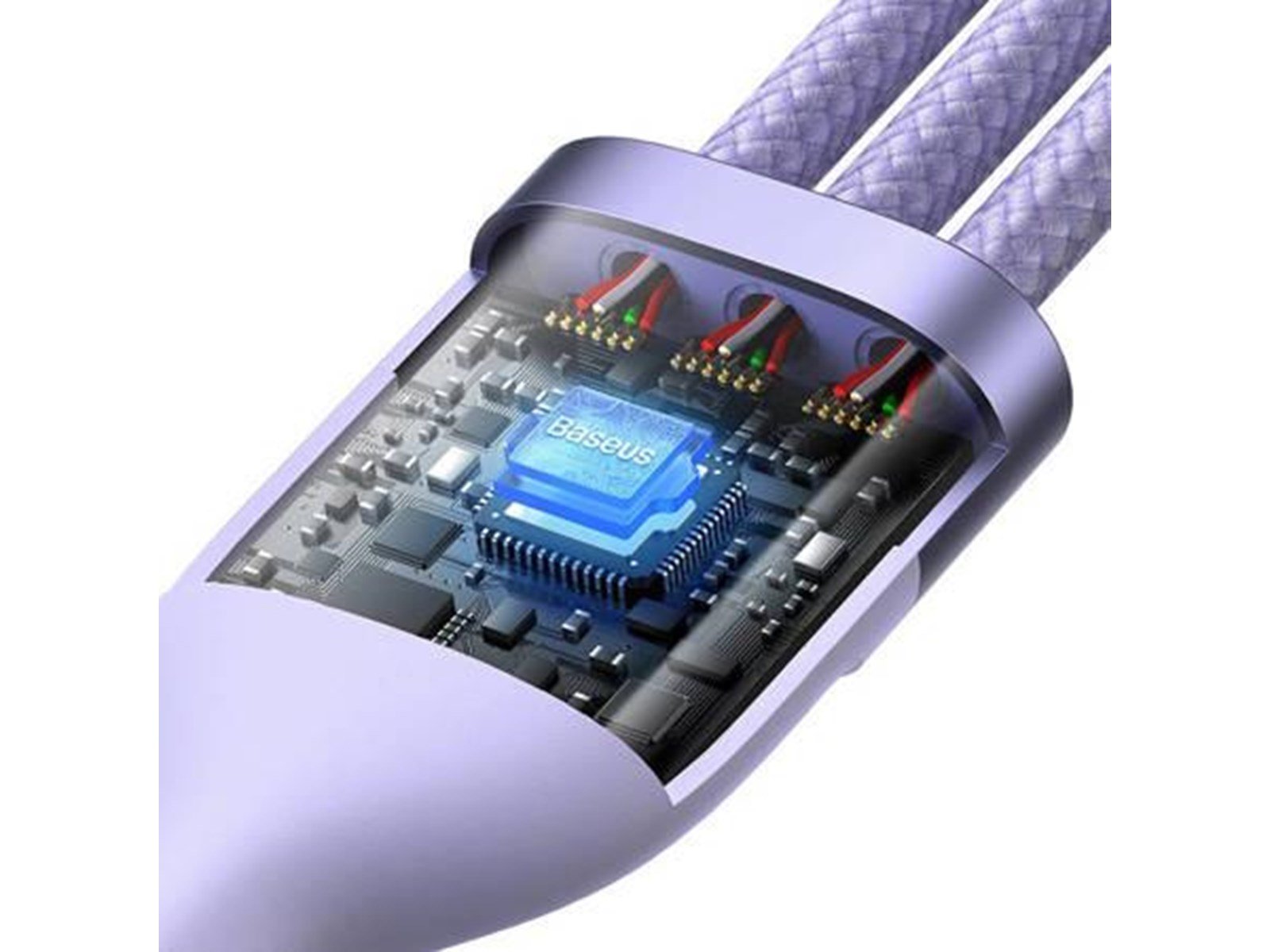 Baseus 3in1 USB cable Flash Series 2 USB-C + micro USB + Lightning 100W 1.2m (purple) Baseus 3in1 USB cable Flash Series 2 USB-C + micro USB + Lightning 100W 1.2m (purple)